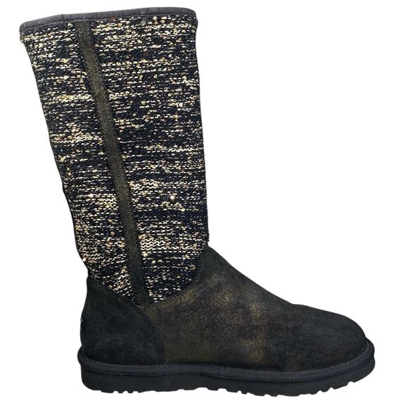 UGG Women’s Camaya Black Metallic Gold Pull Up Winter Boot Size US 8 - Picture 4 of 10